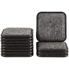 1-3/4" Square Carpeted Bottom Furniture Caster Cups 12 Pack for Hardwood Floor