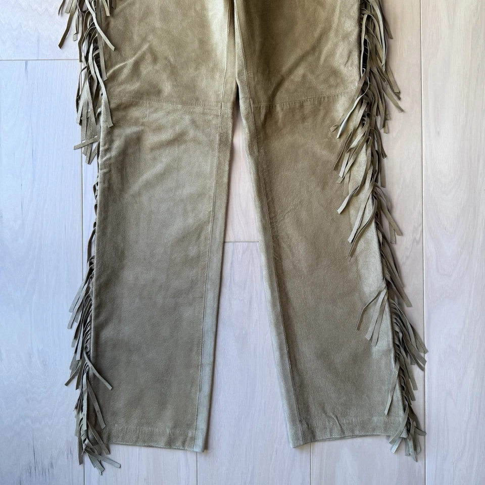 Pantalones para mujer International Concepts vintage de cuero con flecos 28 marrón occidental Foto 4 de 4