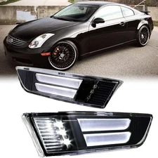 YLT AUTO Smoke Lens White LED Front Bumper Side Marker Parking Light Pair