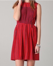 Marc by Marc Jacobs red silk dress with hearts Sz XS Worn By Jennifer Love Hewit