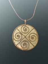 Custom Made Vintage Hammered Metal Disk With Brass Wire Fillagrie Necklace