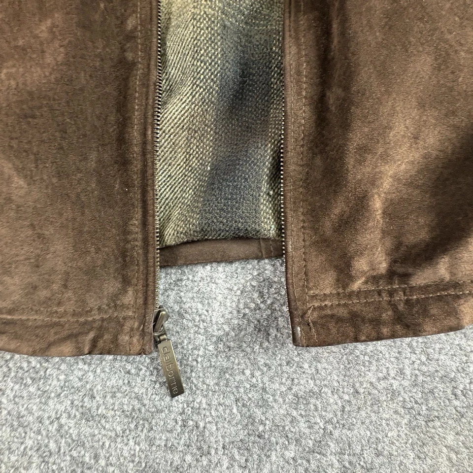 Claiborne Jacket Mens M Brown Suede Zip Distressed Grunge Rugged Workwear Moto - Image 3 of 4
