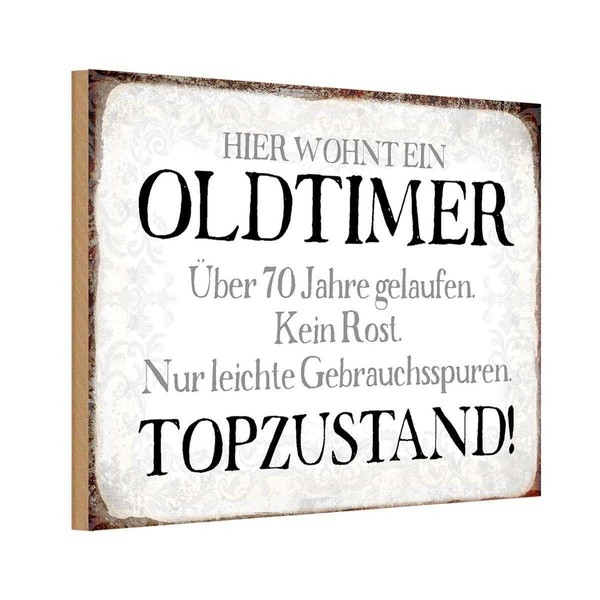 Holzschild 20X30 Cm Hier Wohnt Oldtimer üBer 70 Dekoration Deko Geschenk Holz Sc-image