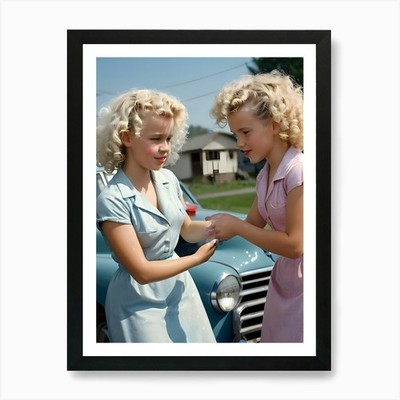 50's Style Community Car Wash Reima Framed Wall Art Poster Canvas Print Picture