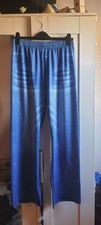 Stretchy Faux Denim Jeans Effect Wide Leg Trousers Sz Large Brand New
