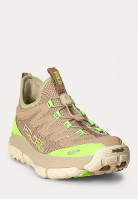 POLO RALPH LAUREN ADVENTURE 300LT SNEAKER TAUPE/LIME NEU MIT ETIKETT Größe 4 EU37