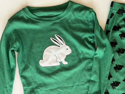 Leveret Unisex Kids Two Piece Cotton PJ’s Pajamas 10 Years Bunny Easter Green - Picture 2 of 8