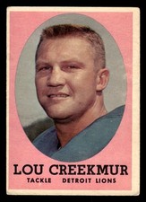1958 TOPPS LOU CREEKMUR 81 GOOD MK FOOTBALL DETROIT LIONS