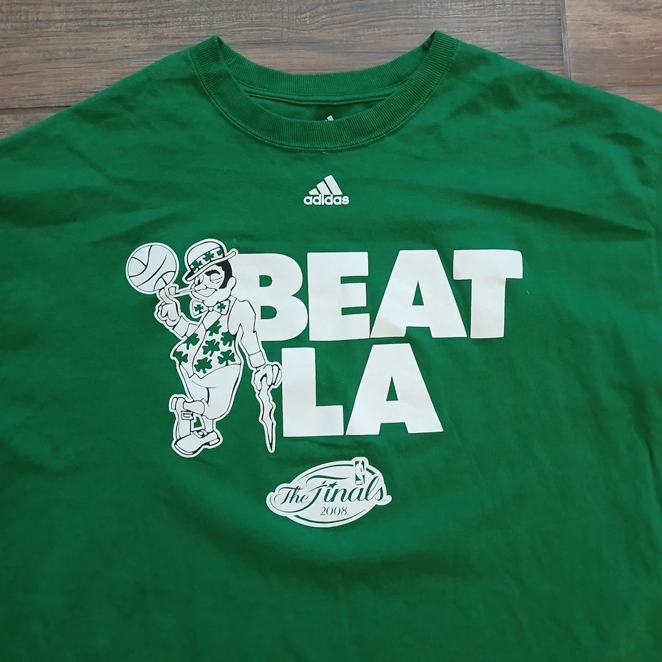 Boston Celtics Shirt Mens 2XL XXL Green Adidas NBA Beat LA 2008 Finals Tee - Image 2 of 4