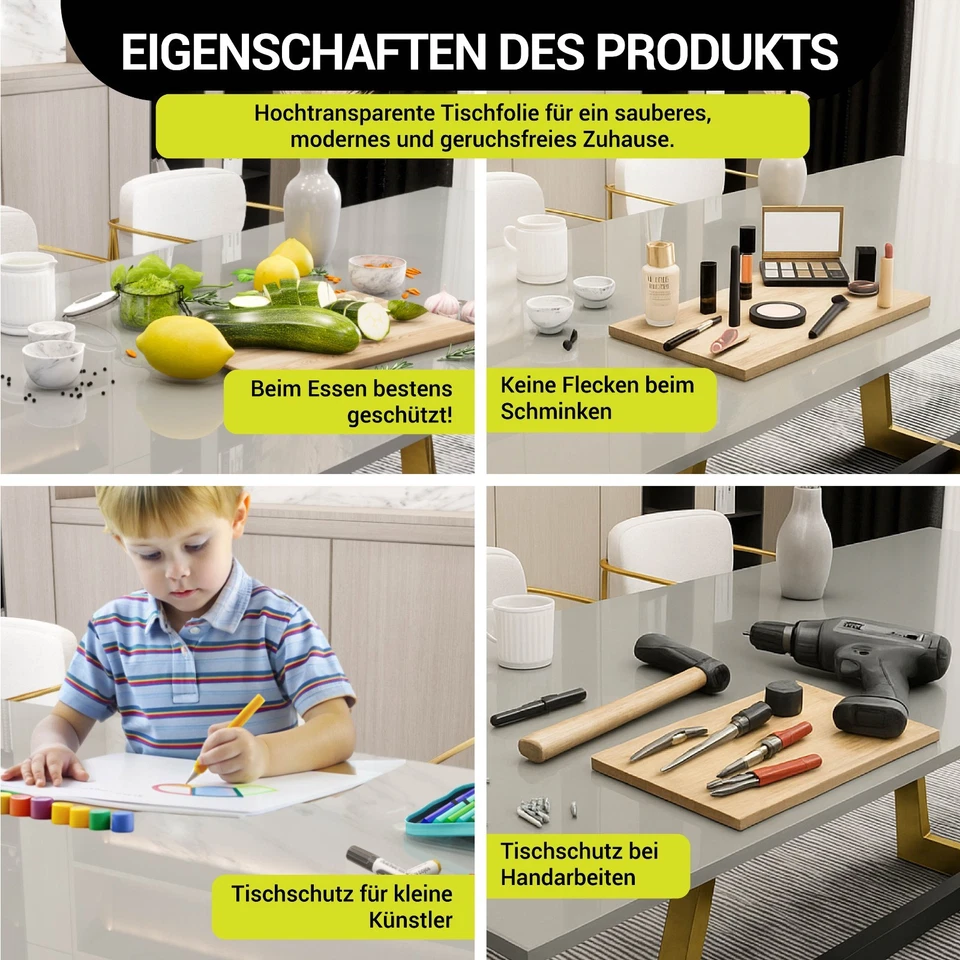 Tischfolie 2mm Transparent Klar Tischdecke Tischschutz Tischmatte Abwaschbar PVC - Bild 3 von 4