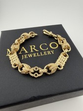 9ct Gold Stars Bars Tulip Bracelet 7.8" 10mm 27.7g approx