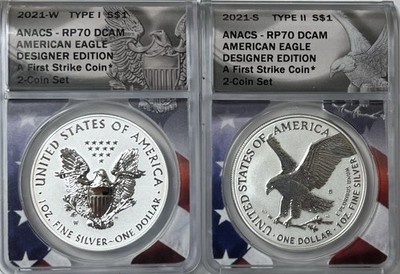 2021W &2021S Silver Eagle Reverse Proof Set Designer Edition RP70 DCAM ...