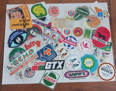 GROS LOT AUTOCOLLANTS STICKERS VINTAGE TOUTES SORTES