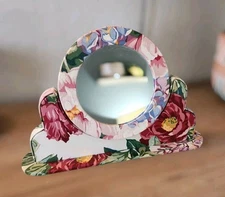 Vtg Rose Chintz Fabric Cover Freestand Cheval Mirror by I Was Framed Gardena, CA