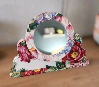 Vtg Rose Chintz Fabric Cover Freestand Cheval Mirror by I Was Framed Gardena, CA