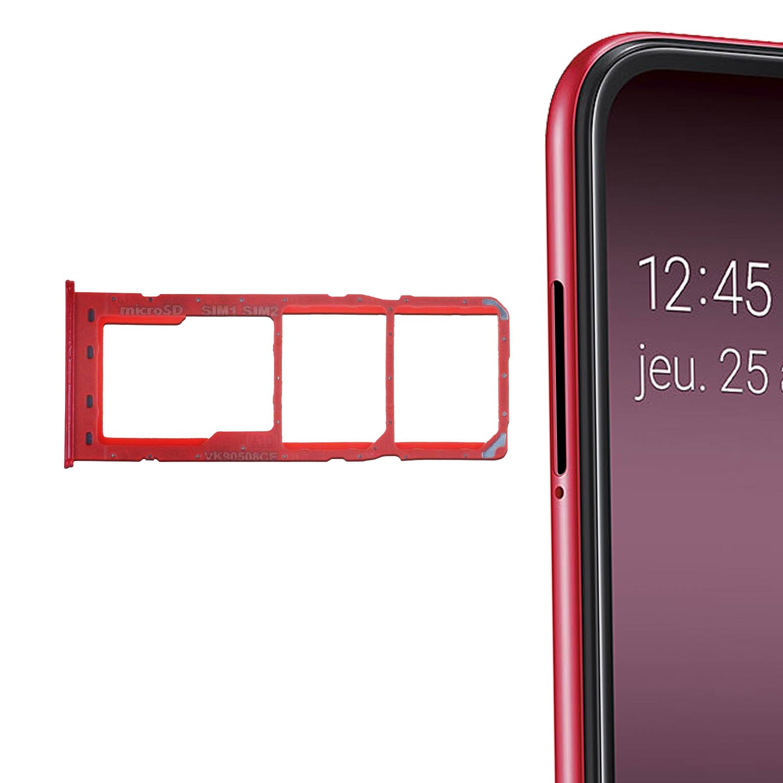 Support Double Nano SIM Galaxy A10 Rouge Châssis Ajustement Premium - 2