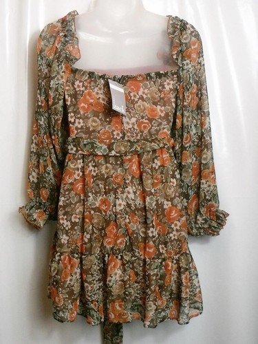 🌺 NEW JOHN ZACK LONDON🌺 BROWN MIX ON/OFF THE SHOULDER DRESS 🌺 SIZE 8 #1237* - Picture 2 of 4