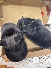 Nike Calm Mule Fuzzy Faux Fur Black Women Sandal Slide Size 6,5