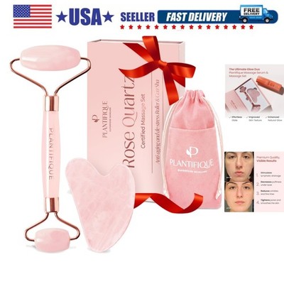 Face Roller and Gua Sha Rose Quartz Certified | Gifts | Guasha Tool for Face ...