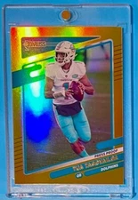 Tua Tagovailoa RARE GOLD REFRACTOR INVESTMENT CARD SSP PANINI DOLPHINS MVP MINT