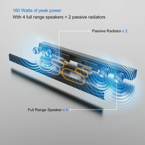 2.0 Soundbar Compact 4-speaker Good Sound Quality Bluetooth Electric Rectangle - Picture 3 of 6