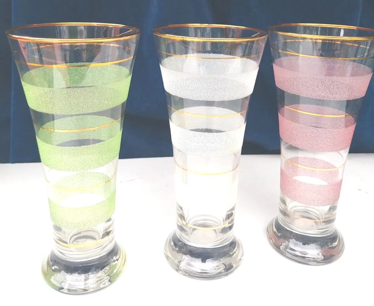 Lot De 6 Verres à Long Drink Art Déco - Verres Grands, Décorés Or, Style Années 20, Royaume-Uni