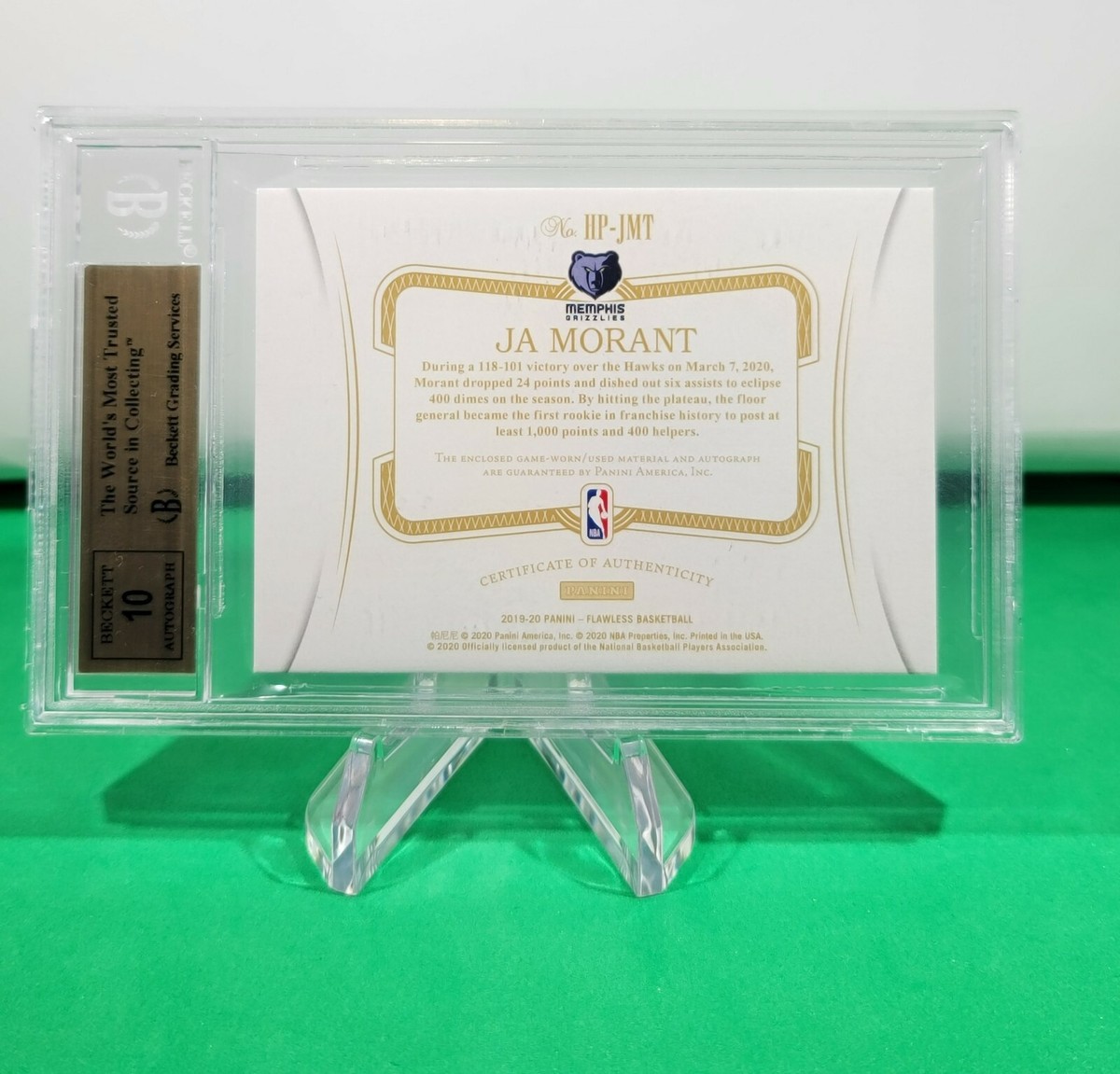 2019-20 Flawless Horizontal Patch Auto Ruby #15/15 Ja Morant