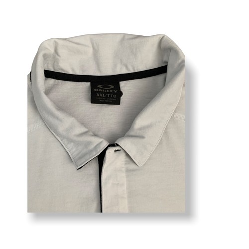 Oakley Hydrolix White Athletic Golf Polo Shirt Regular Fit Mens Size 2XL Snap On - Picture 2 of 7