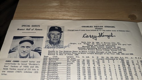 1970 New York Yankees Old Timers Program Signed 7 xs By Casey Stengel JSA Plus - Picture 11 of 18