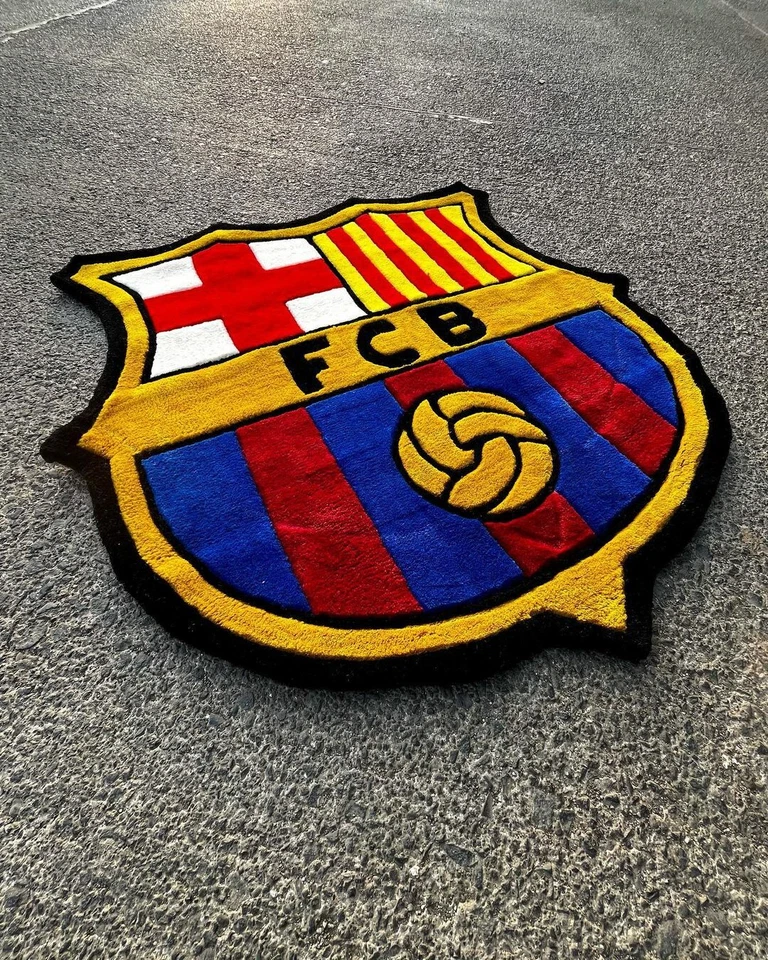 Fc 巴塞罗那手工簇绒地毯 100 羊毛手工地毯家用卧室 — 第 2/4 张图片