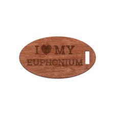 I Love My Euphonium - Wooden Oval Name Tag Custom with your Name & Address
