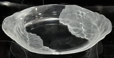 Vintage Mikasa Oval 12" Crystal Serving Bowl Dish Frosted & Clear Grape Design