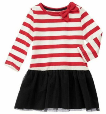 NEW Gymboree Olivia Red Ivory Striped Black Tulle Dress 4T RARE
