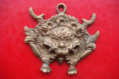 Rara Máscara de Dragón Antiguo Bronce Budista Tibetano Hecho a Mano Gran Colgante de Nepal - Imagen 12 de 12