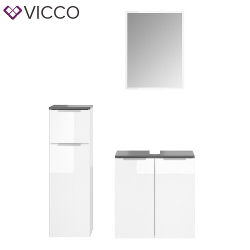 VICCO baño completo OTIS blanco - mueble alto mueble bajo mueble midi con espejo - Imagen 10 de 29