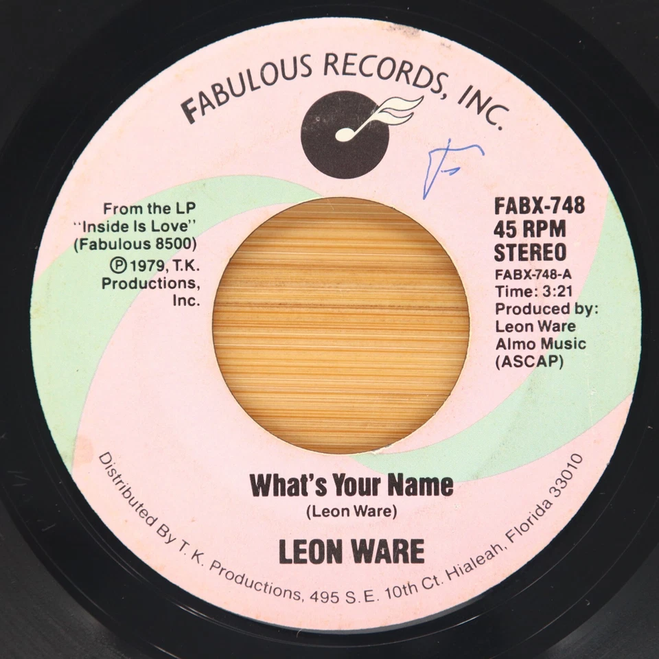 LEON WARE - CLUB SASHAY / WHAT'S YOUR NAME - SOUL 45 FABULOUS RECORDS INC Foto 2 de 2