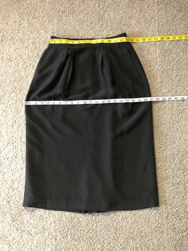 Gonna Royalsilk 100% seta taglia 10 matite midi dritto nero classico - Foto 3 di 12