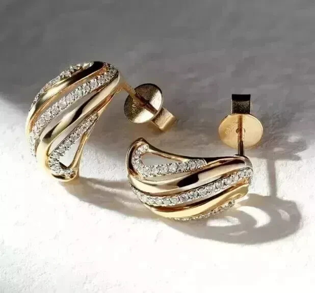 1.30 Ct Round Moissanite Stud Earrings in 14K Yellow Gold