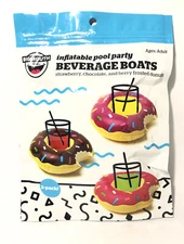 Inflatable Pool Beverage Floats-3-pack. Doughnut Shape Floating  Drink Holder.
