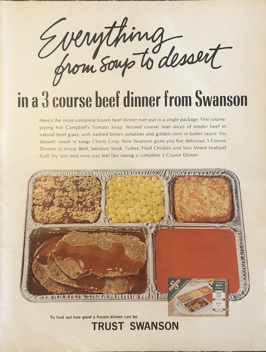 1966 Swanson TV Dinner VTG 60s PRINT AD 3 Course Dinner - Tomato