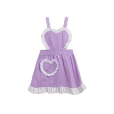 Cute Women's Apron Heart Pocket Lace Edge Cosplay Maid Dressing Apron Backless