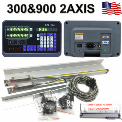 ToAuto Digital Readout 12'' & 36'' Linear Scale w/ DRO 2 Axis for Bridgeport Mill
