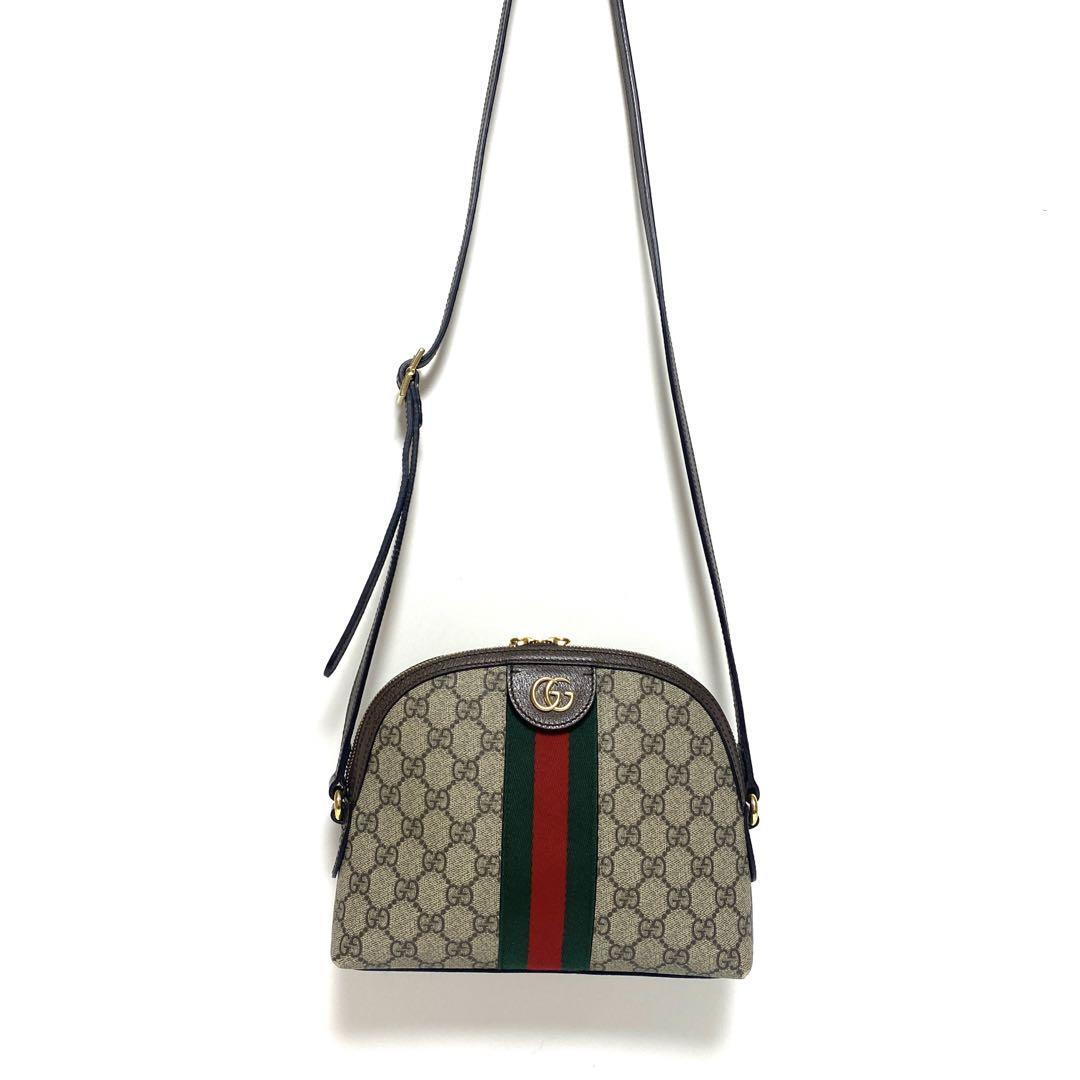GUCCI GG Supreme Ophidia Shoulder Bag Brown Gold Hardware Ladies