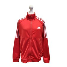 XX879 Girl's Adidas Red White Zipped Tracksuit Sports Top Uk Age 11-12