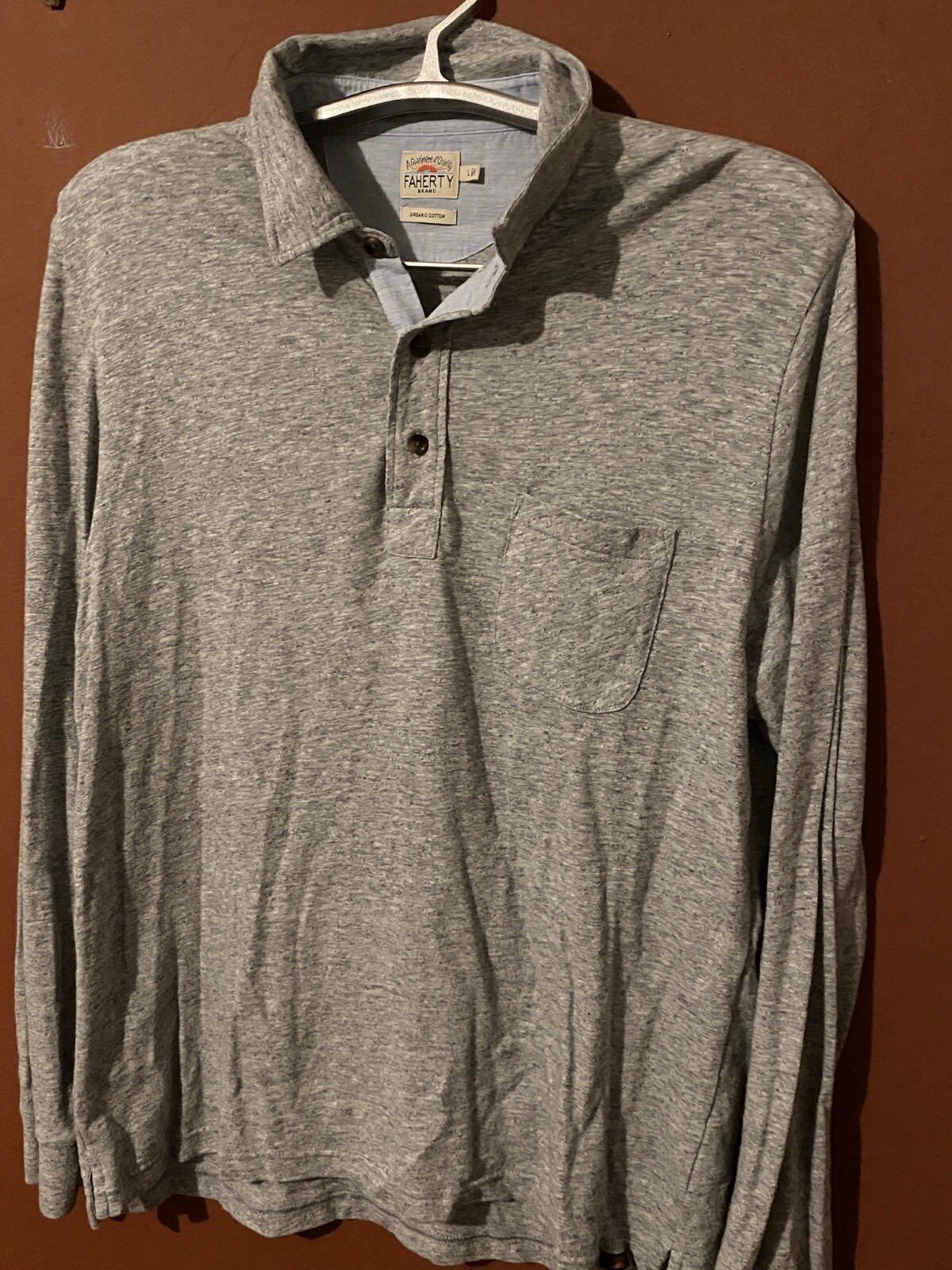 Faherty Solid Heather Athletic Grey Long Sleeve P… - image 2