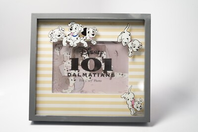 2021 Disney 101 Dalmatians Picture Frame Yellow Stripes, Grey, Glass Box Lunch