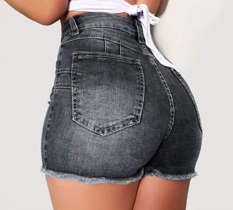 Plus Size Shorts Easter High Waisted Ripped Broken Jeans Women Hotpant Fit  Pantalones Denim Slim Shorts Leggings (Grey, S) at  Women's Clothing  store