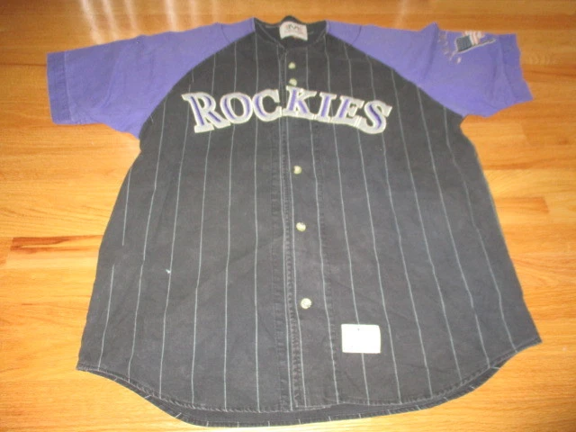 Maillot baseball Rockies MLB Story 27 Majestic taille 40 rayures