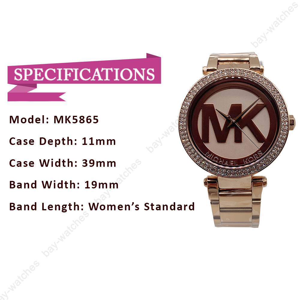 Michael Kors MK5865 Parker Rose Gold MK Logo Dial Fashion Analog