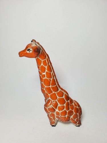 Statuina giraffa vintage fatta a mano Rinconada arancione argilla retrò da collezione - Foto 3 di 8